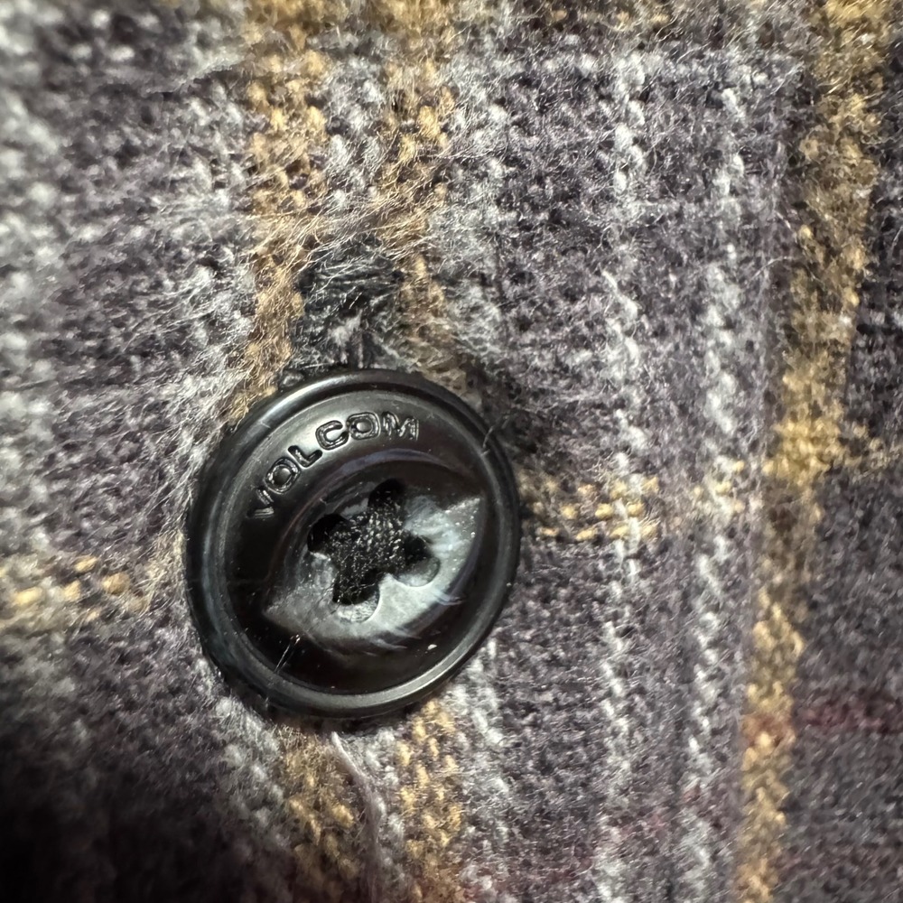 Volcom Workwear Mens Small Plaid Work Shirt Gray Corduroy Collar New NWT - Picture 9 of 10
